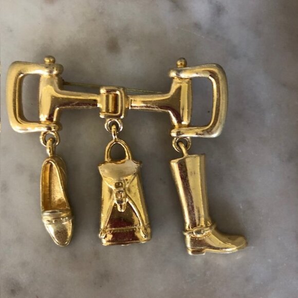 ETIENNE AIGNER Boot, Saddle Bag, Loafer, Bit Brooch/PinGold Tone Vintage… - Picture 3 of 17